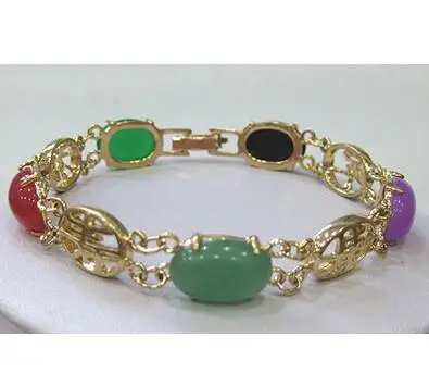 

free shipping wholesale fancy copper alloy inlay mixed colors stone AAA 7.5" Bracelet fashion jewelry new
