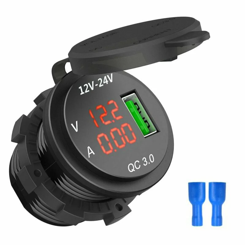 

Car Fast Charger Adapter Quick Charging QC 3.0 USB Port Voltmeter 12-24V 5v/3A