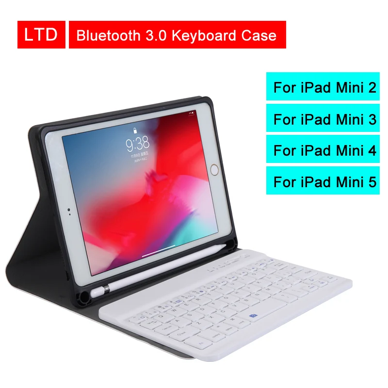 

Bluetooth 3.0 Tablet Keyboard Case For iPad Mini 2/3/4/5 7.9 inch Mediapad PU Flip Leather Protective Cover For Apple iPad Case