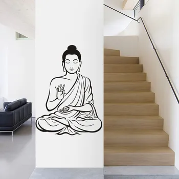 

Buddha Decal Buddhism Sticke Yoga Club Posters Vinyl Wall Decals Pegatina Quadro Parede Decor Mural Yoga Sticker