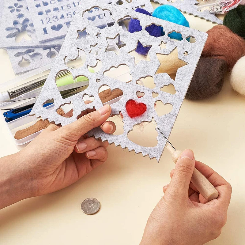 7pcs/Set Creative Needle Felt Mold Practical Handicraft Durable DIY Craft Stencil Woolen Felting Making Tools Sewing Accessories