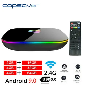 

Capsaver TV Box Android 9.0 4GB 32GB Smart Box 2.4G WiFi Set Top Box USB Media Player with Remote Control Youtube Video Player