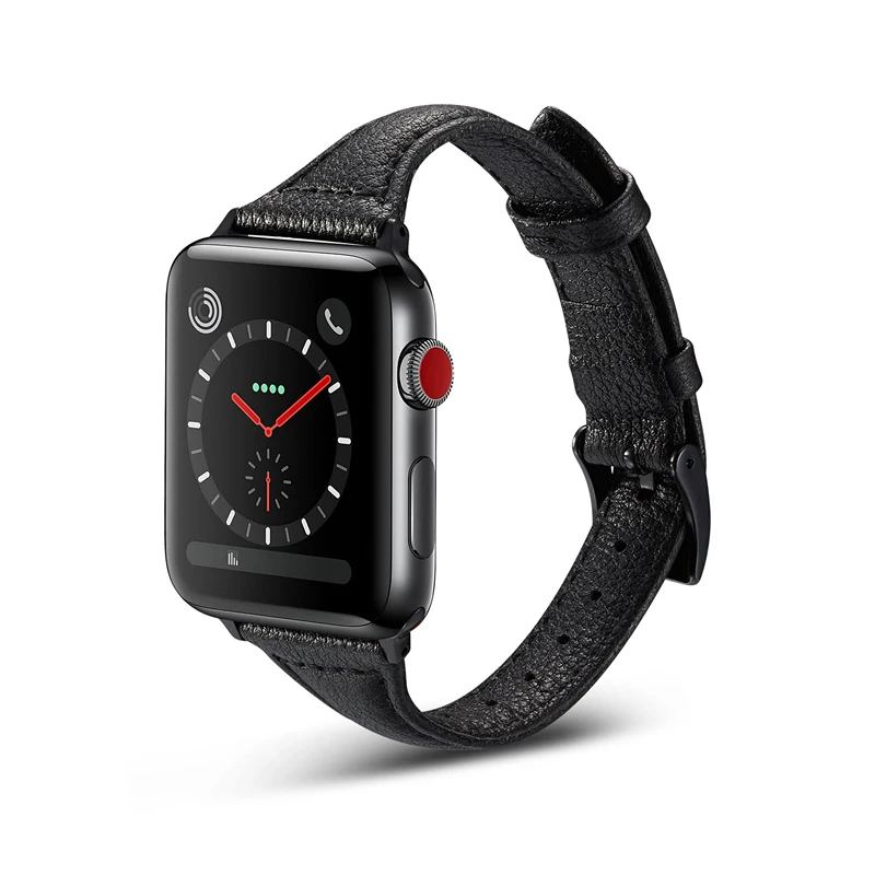 Тонкий кожаный ремешок для apple watch band 44 мм 40 42 38 браслет iwatch 6/5/4/3/2/1|Ремешки часов| |