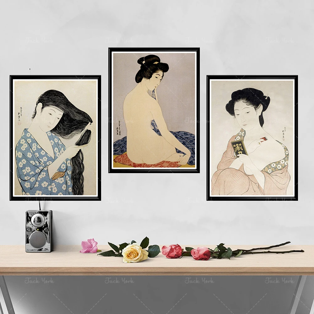 Affiche De Beauté Japonaise Vintage, Fille Nue, Art Asiatique, Jeune Femme  Japonaise, Imprimés De Salle De Bain - Peinture Et Calligraphie - AliExpress