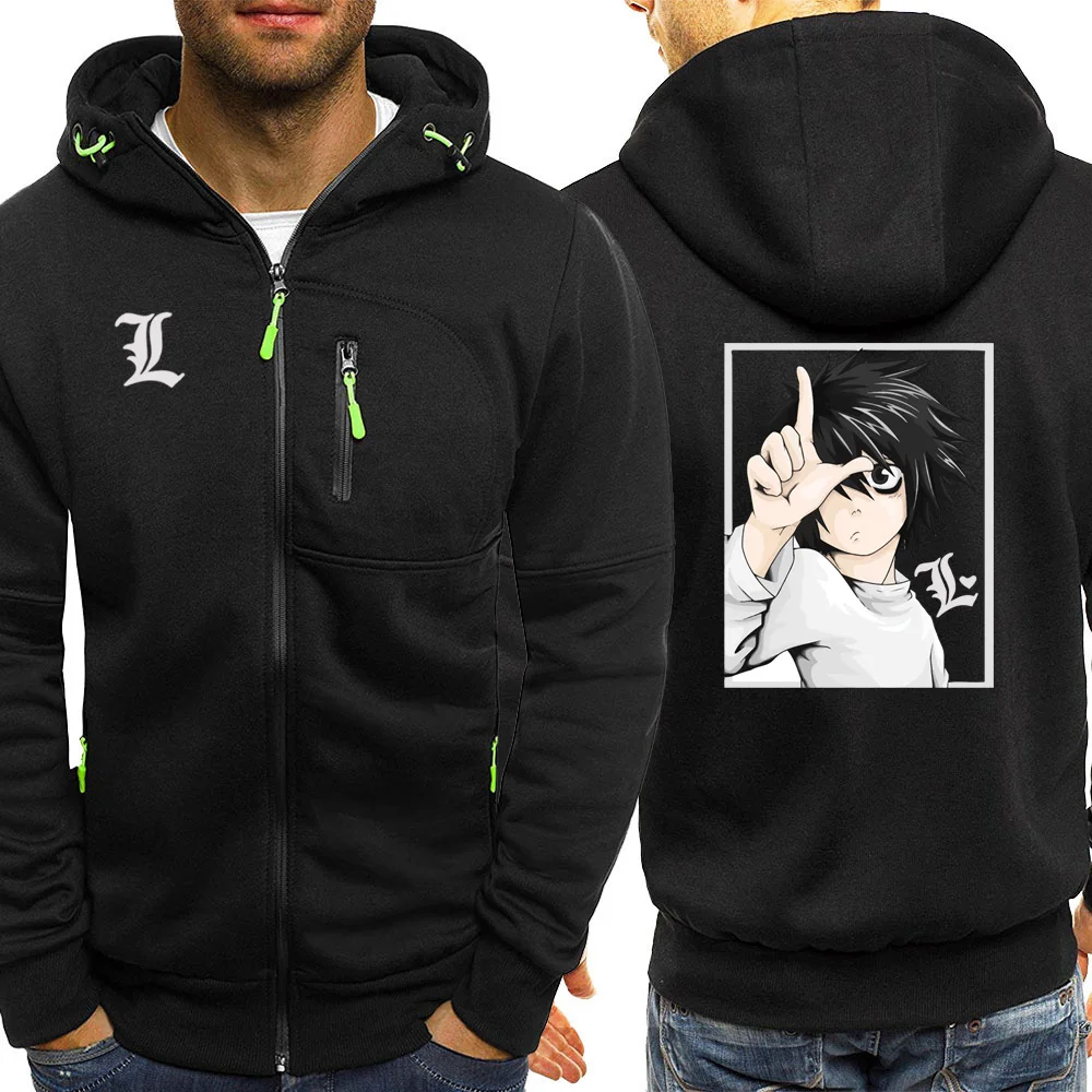 Hot Sale Autumn 2019 Japanese Anime Death Note Men Hoodie Cartoon Sweatshirt Mens Jacket Zipper Hoodies 1