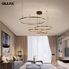 Creative Modern Led Pendant Lights Home Deco Lighting Brushed Rings Chandelier Lighting Hanging Lamps For Living Dining Room 5