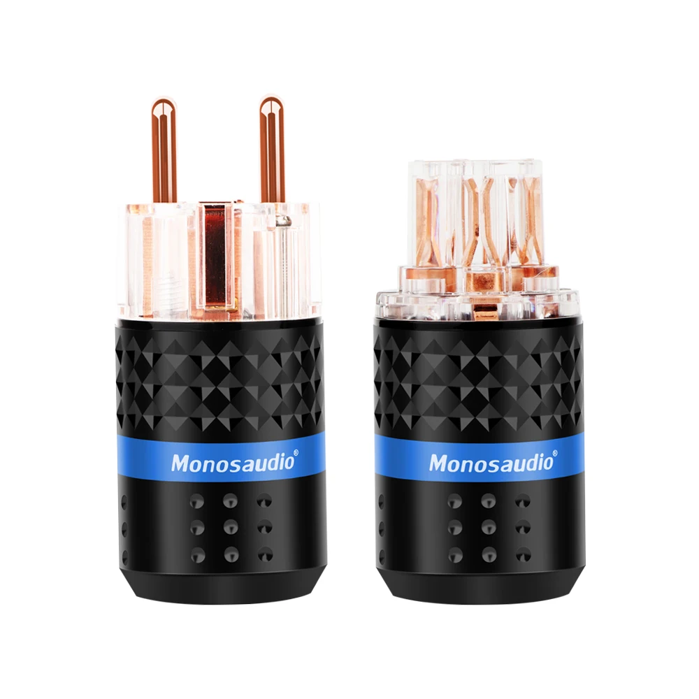 

E103/F103 Red Pure Copper EU Plug Type Schuko Power Plug Hifi Connectors 99.998% Pure Copper Connector Plug