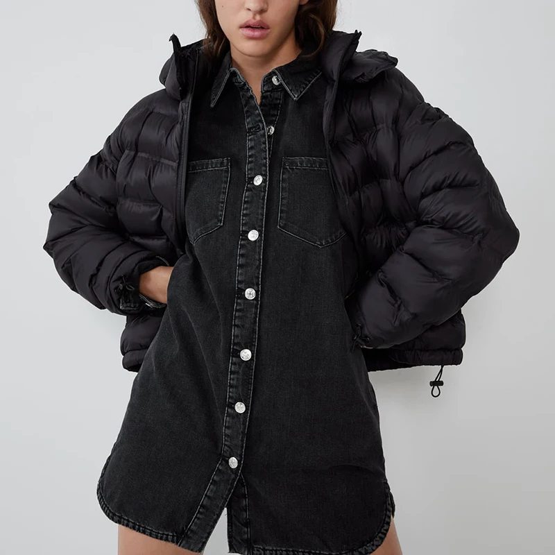 ZA, женский пуховик, плюс размер, 2XL, утолщенная зимняя куртка, женский ультра-светильник, пуховик, стеганые куртки, черная повседневная одежда