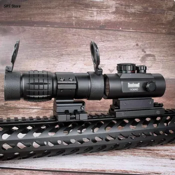 

3X Magnifier Scope Compact Tactical Sight Flip with Holographic 1 x 30 Red Green Dot Sight Airsoft with Riser 20mm Mount Rail
