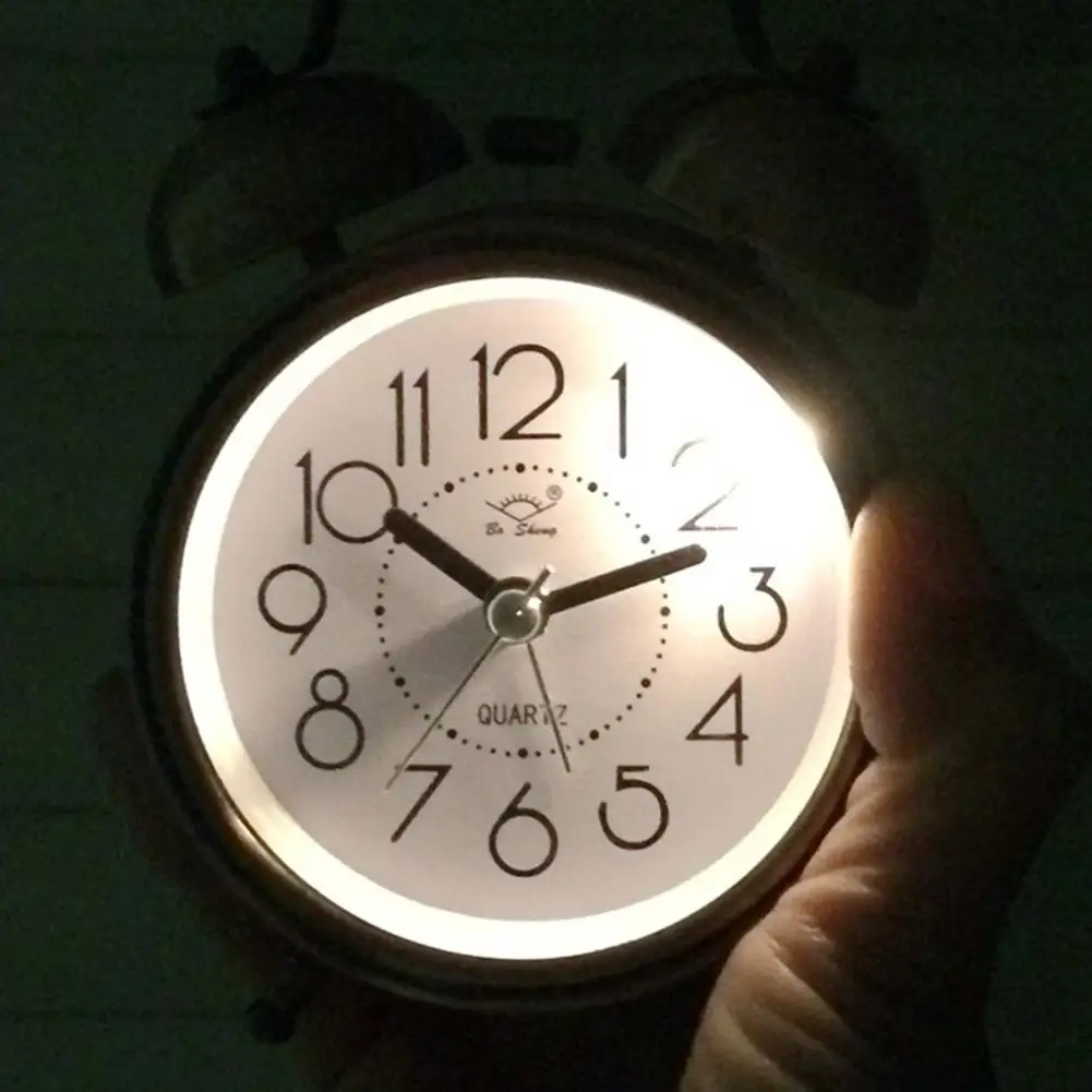 

HobbyLane Classic Retro Vintage Silent Night LED Light Bell Alarm Clock Quartz Movement Home Lazy Bedside Desk Clock