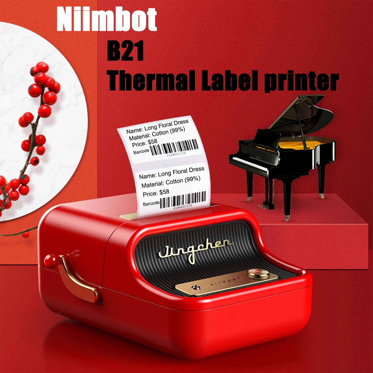 Niimbot B21 Wireless Thermal Label printer Mini Portable Barcode Label Printer For Phone Android 