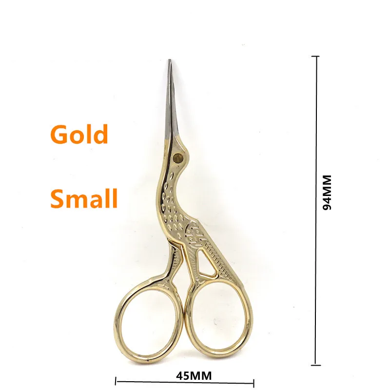 Gold 94mm HS инструменты из нержавеющей стали винтажные ножницы для бровей формирование вышивка шитьё 4,5 дюймов титановое покрытие Stork Острые Ножницы - Цвет: Gold 94mm