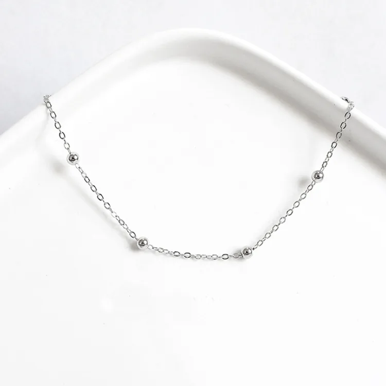 

S925 sterling silver round bead bracelet women's simple women's jewelry