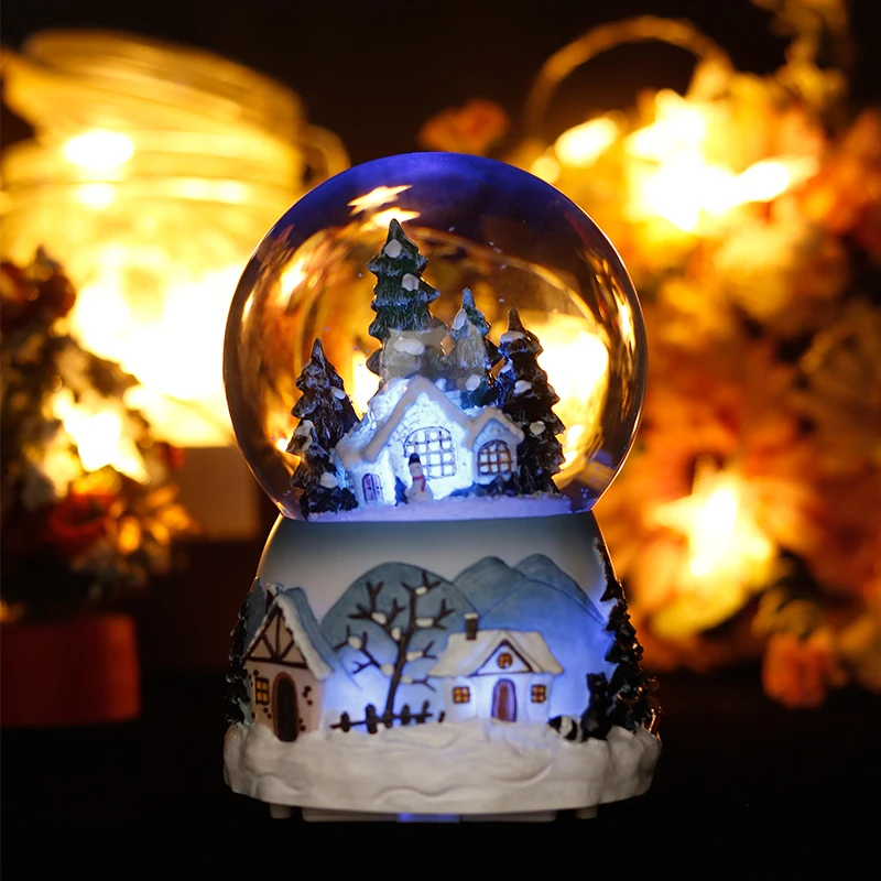 

Night Light Music Box Christmas Snowman Glass Crystal Ball Music Box Craft Home Desktop Decor Birthday Gift Christmas Present