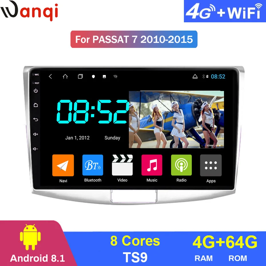 Android 8 1 автомобильный DVD 1din мультимедийная Navi система для passat 7 B7 2010-2015