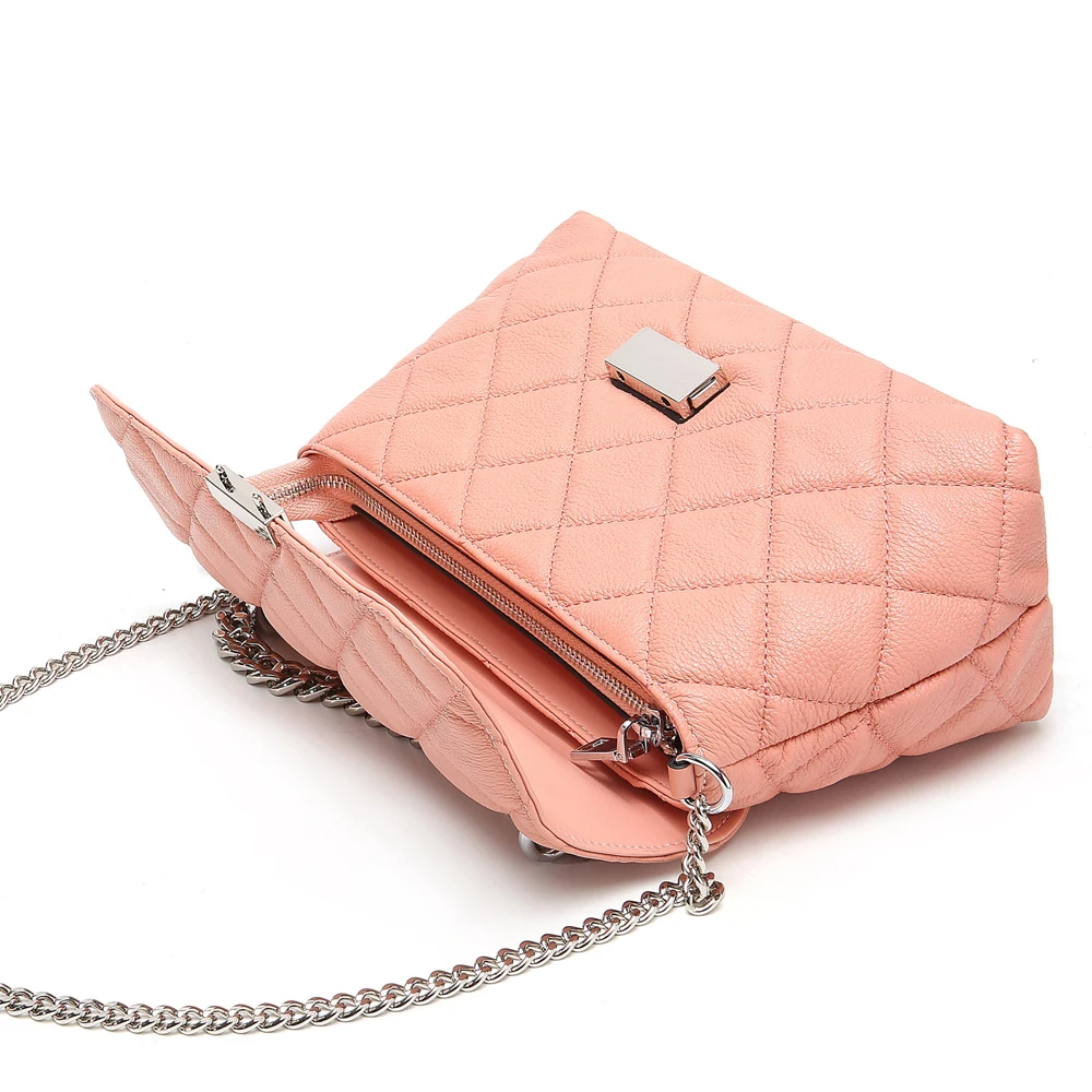 Women Fashion Designer Diamond Lattice Chain Bag Cow Genuine Leather Ladies Shoulder Handbags Quilted Tote Bags Small Female Hot
