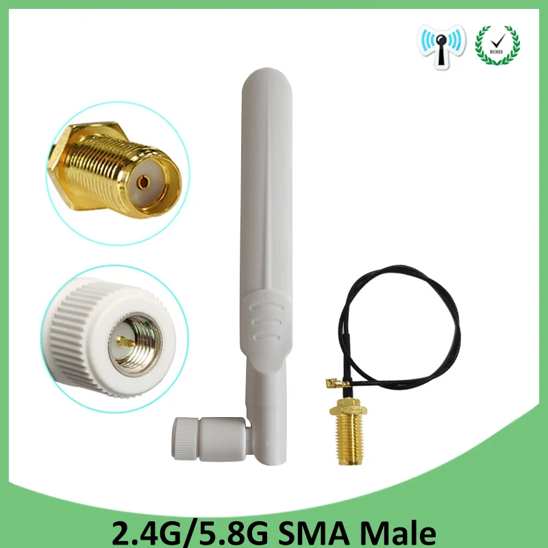 2.4g wifi Antenna 8dBi pbx SMA Male Connector 2.4GHz 5GHz 5.8Ghz Dual Band IOT  2.4 ghz 5G 5.8G Antena rp-sma 21cm Pigtail Cable cbc 435 car mobile radio antenna dual band uhf vhf 145 435mhz pl 259 connector