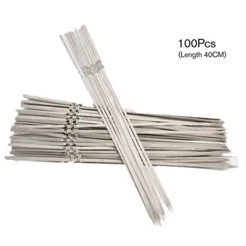 

100pcs BBQ Tools Barbecue Skewers Thick Reusable Flat Meat Bbq Needle Stick for Outdoor Camping Picnic Barbeque Tool