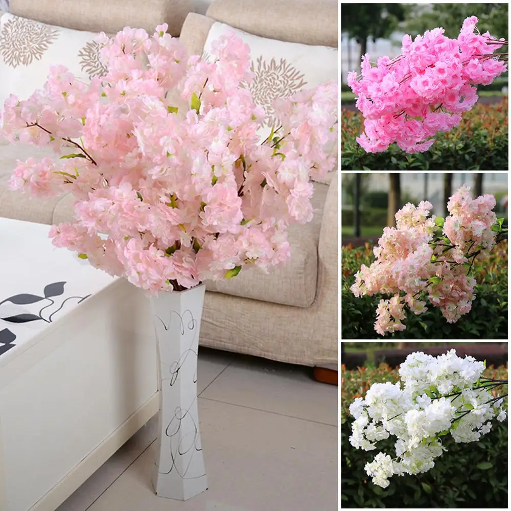 

1M long Fake Cherry Blossom Flower Branch Begonia flower Tree Stem for Event Wedding Tree Deco Artificial Decorative Flowers