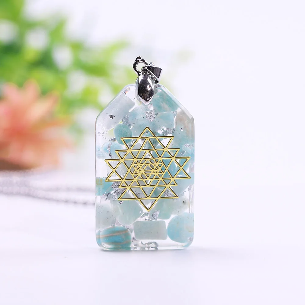 Orgonite кулон ожерелье Амазонит натуральный кристалл энергетическая Чакра