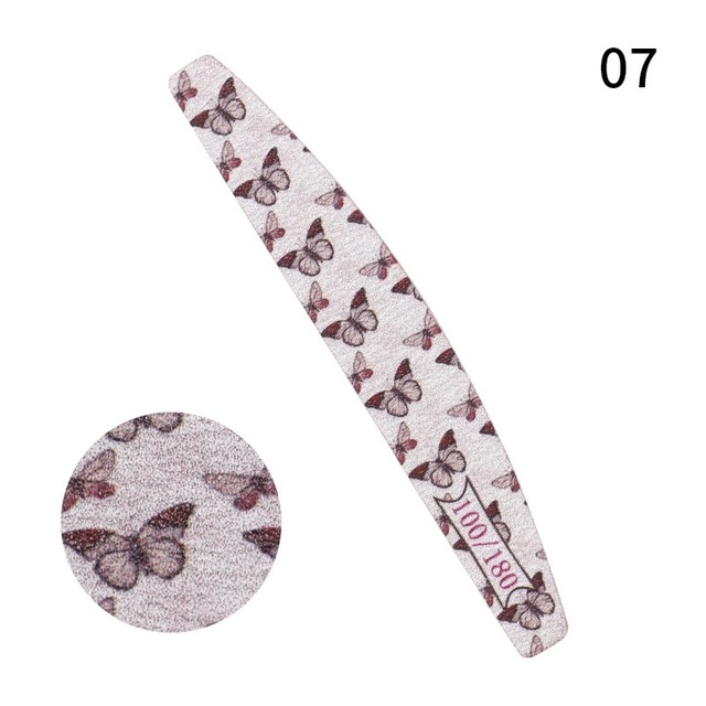 Printed Half Moon Nail file 100/180 Sandpaper Nail File Sanding Gel Polishing files Professional nails manicure file