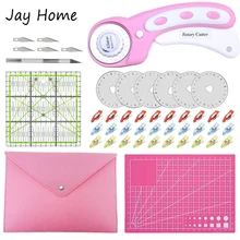 26pcs Rotary Cutter Kit 45mm Rotary Cutter & A4 Self Healing Cutting Mat&Patchwork Ruler&Blade for Quilting Leather Crafting