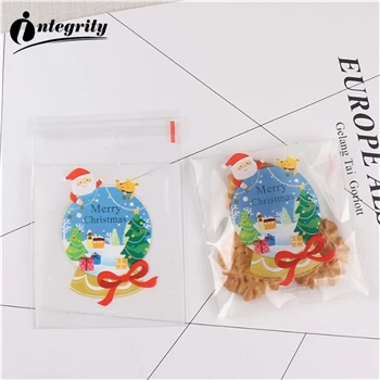CUTE 13 {D& P 100pcs 10X10+ 3 см Рождество печенья конфеты упаковки хлеба самоклеящаяся Пластик печенье закуски выпечка посылка милые сумки через плечо - Цвет: CUTE 13