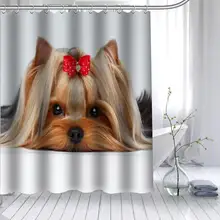 ShunQian йоркширский терьер собака душ занавеска из полиэстеровой ткани 12 крючков для ванной водонепроницаемый плесени Забавный занавес для ванной
