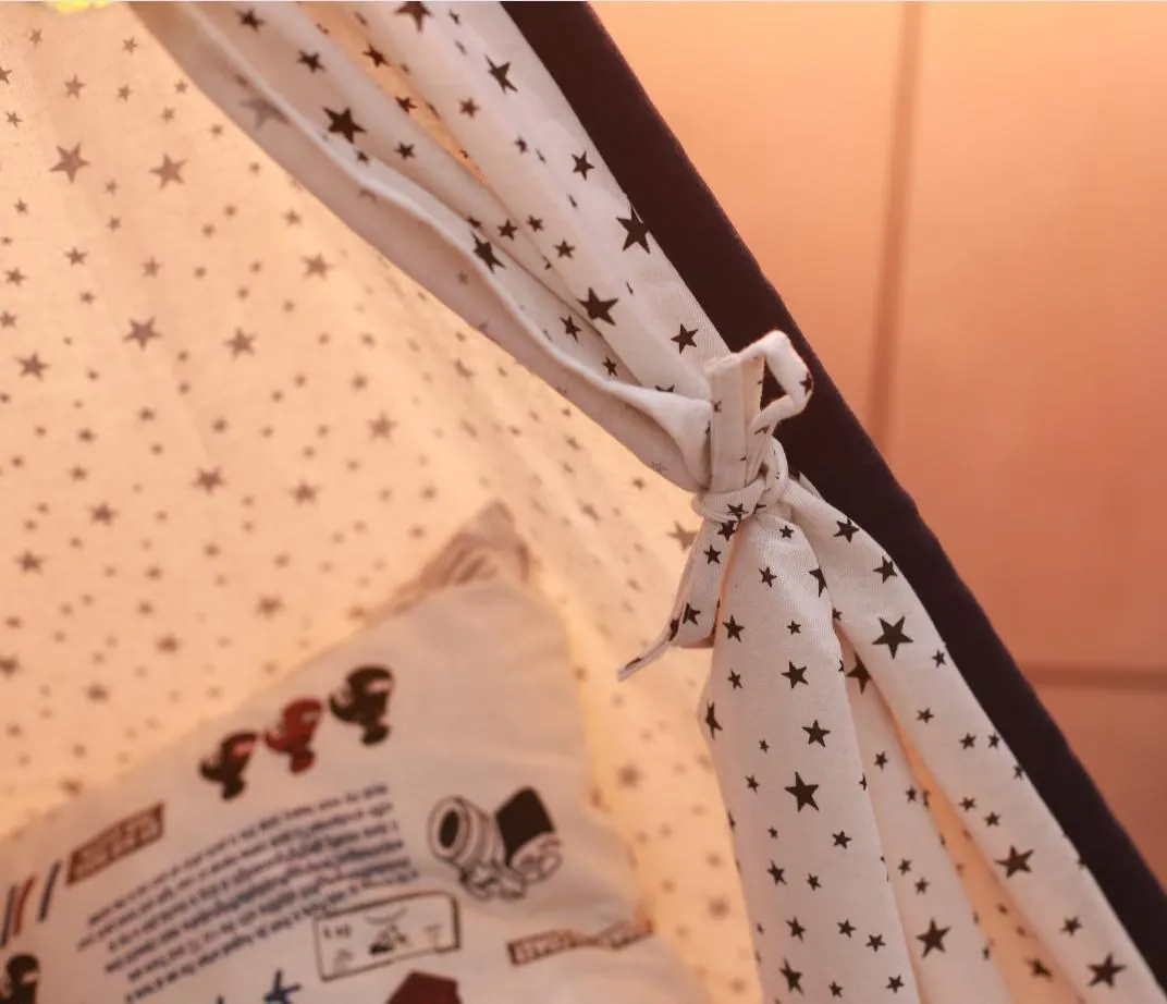 Children Baby Game Room Decoration Bed Northern European-Style Triangular Solid Wood Cabin Indian Fabric Tent Indoor