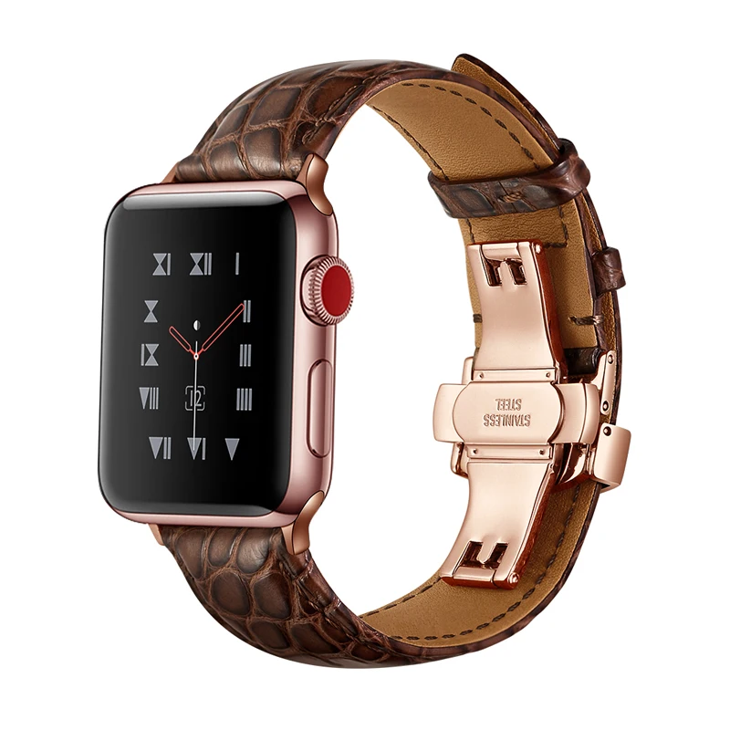 Французский ремешок из кожи аллигатора для apple watch 42 мм 38 мм 44 мм 40 мм apple watch 4 5 3 2 1 iwatch аксессуары для браслетов