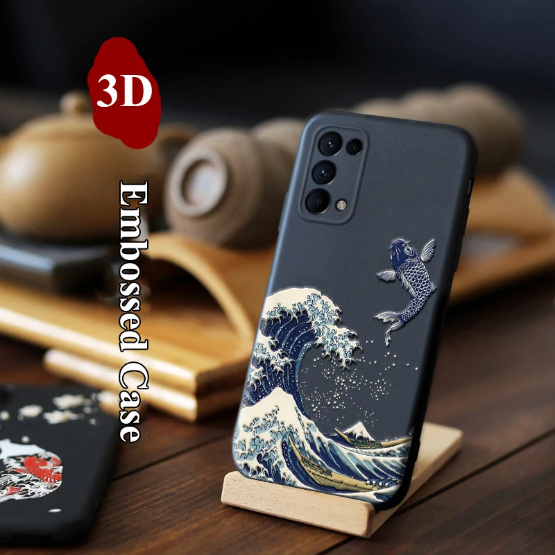 Для OPPO Reno 5 4 Pro Ace 2 10X 3 Z 5G Realme Find X2 Neo Lite чехол тисненый 3D рельефный матовый мягкий