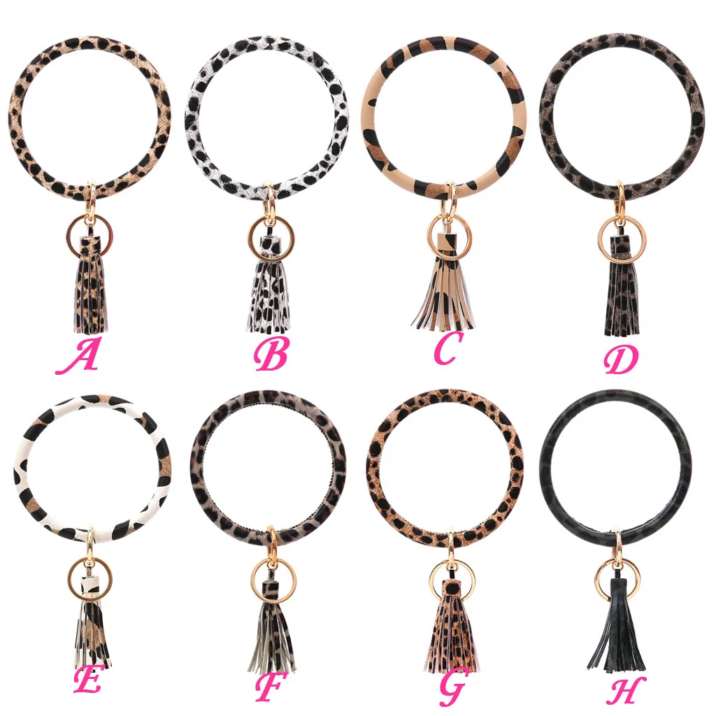 

2019 New Fashion Keychains Pulsera PU Leather Multiful Tassel Circle Wristlet O Keychain Women Girls llavero chaveiro brelok