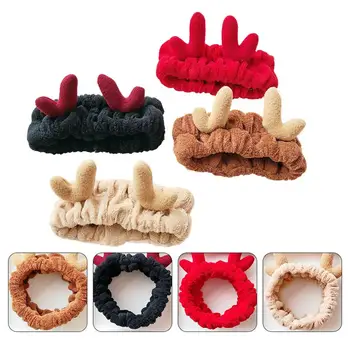 

4Pcs Hair Band Bath Makeup Antler Elastic Shower Headband Hairlace Headwrap Hair Wrap for Women Girls