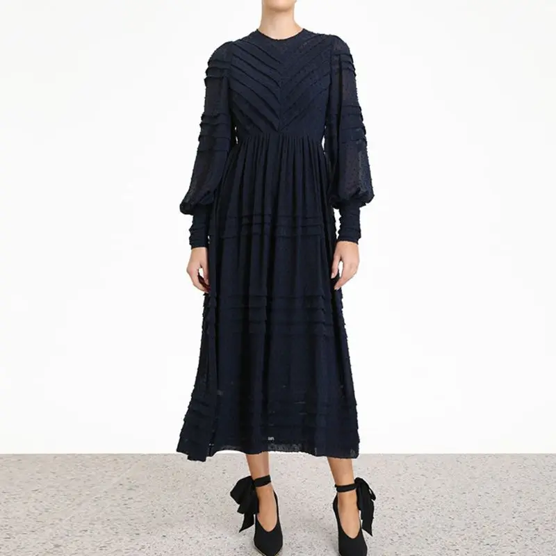 

Black White Elegant Party Dress Runway 2019 Autumn New Women Long Dresses