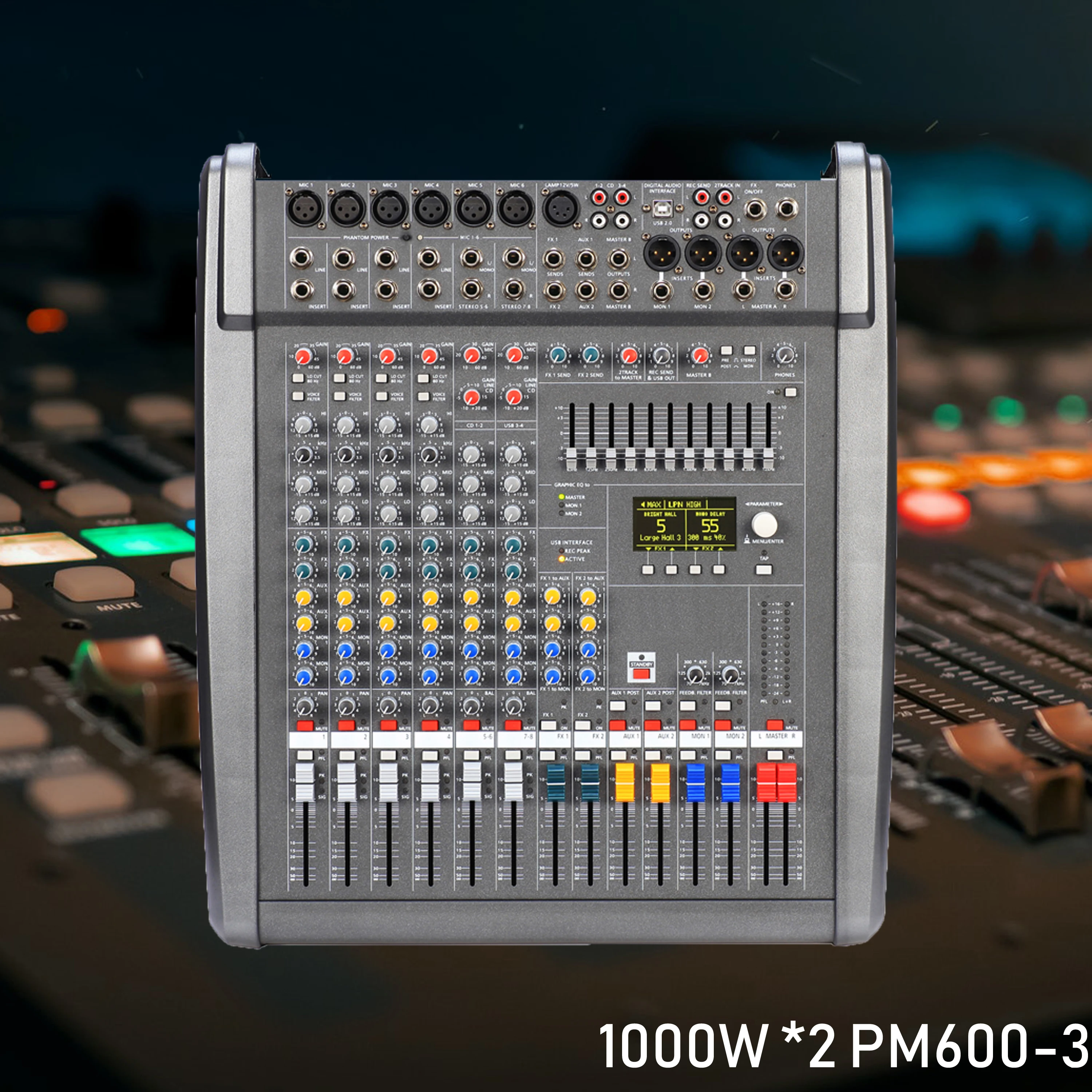 US $485.00 Leicozic PM6003 Powered Mixer Console 1000W 2 4OHMS Powered Audio Mixer Professional 8Channel Mixing Console Power Mate