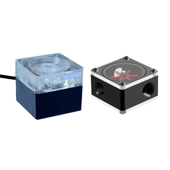 

1 Pcs PU-FS6-J Computer Water Cooling Mute Pump & 1 Pcs 3 Way G1/4 Threaded 6 Impeller Water Flow Sensor