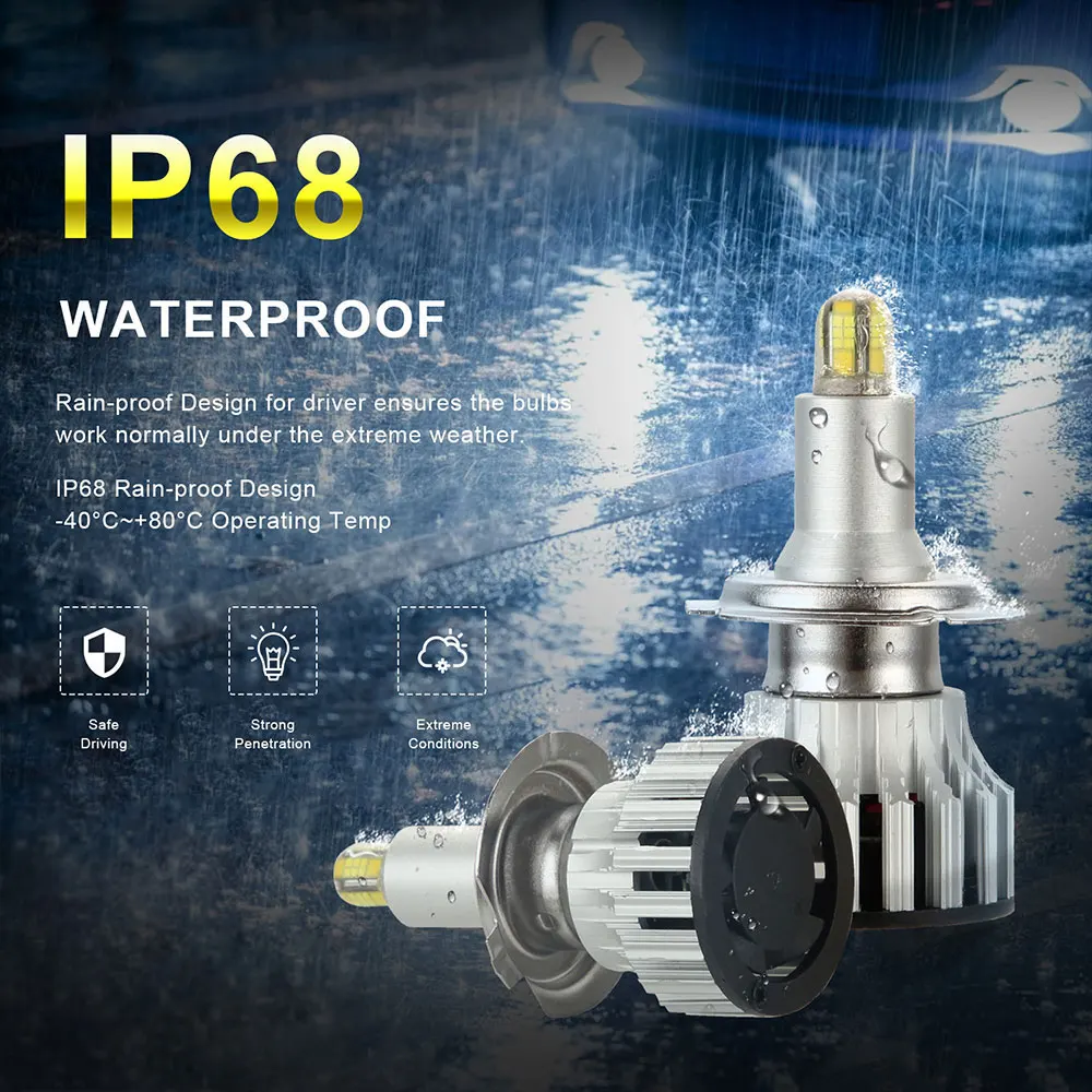 2 шт. светодиодные лампы для автомобильных фар H7 H1 H11 9005 HB3 9006 HB4 чип CSP 6500K турбо Автомобильная противотуманная фара автоусилитель аксессуары