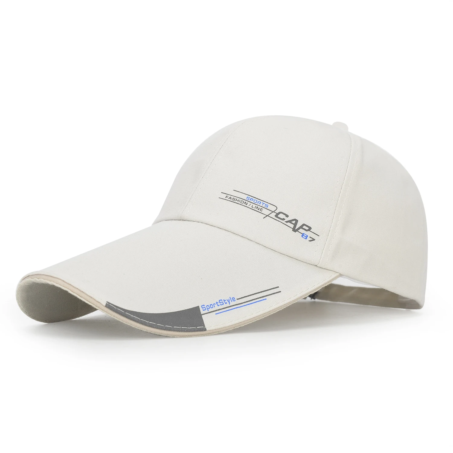 Light Beige Men Summer Sports Fishing Cap Plate Solid Color Cap Long Visor Brim Shade Snapback Golf hat Sport Pxg New Golf Hats Golf Visor - Цвет: Light Beige