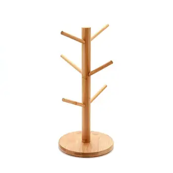 

Wooden Jewelry Display Rack Creative Six Branches Non-slip Mat Screw Installation Earrings Necklace Storage Holder Organizer
