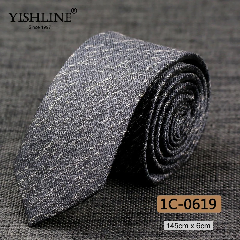 1C-0619 YISHLINE тонкий галстук 6 см для мужчин узкий галстук Цветочный Пейсли галстуки в полоску синий красный серый стрела свадебные галстуки аксессуары - Цвет: 1C-0619