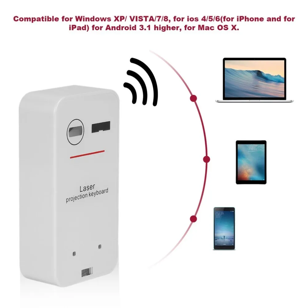 Портативная Bluetooth лазерная клавиатура Беспроводная Виртуальная проекционная клавиатура для Iphone Android смартфон Ipad планшет ПК ноутбук