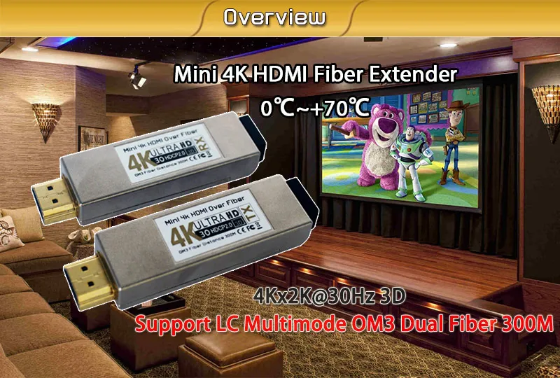 MINI 4K HDMI fiber converter UHD HDMI Fiber optic extender Transceiver-x0
