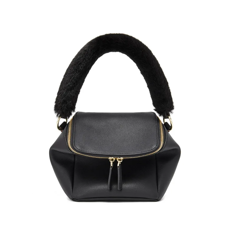 Женская сумка из натуральной кожи, сумка через плечо, высокое качество, Прямая поставка, большая вместительность, сумка доктора, сохраняющая тепло, топ-дизайнеры, вечерняя - Цвет: black