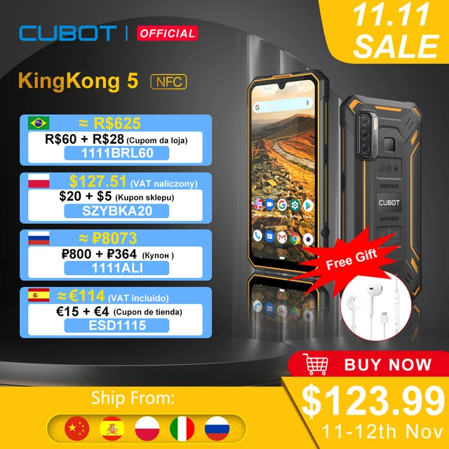 Cubot KingKong 5 Rugged Phone IP68 Waterproof Smartphone 5000mAh 48MP Triple Camera Android 11 NFC 4GB+32GB FACE ID Unlock 1