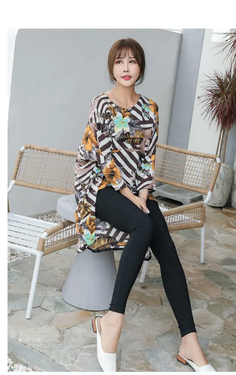TVVOVVIN необычная женская футболка, корейская мода, печать цветочный узор, пуловер, элегантный, осень, о-образный вырез, маленькая Новинка, футболка D376