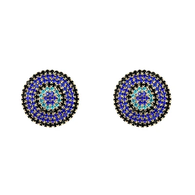 Yhpup индивидуальные трендовые индийские стильные Синие стразы серьги-гвоздики Геометрические Этнические Роскошные ювелирные изделия с кристаллами для женщин вечерние S925 - Окраска металла: B1956