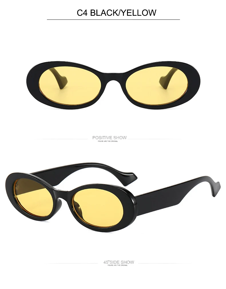 OEC CPO Vintage Oval Sunglasses Women Brand Designer Small Frame Sun Glasses Female Retro Black Yellow Round Eyewear UV400 O881