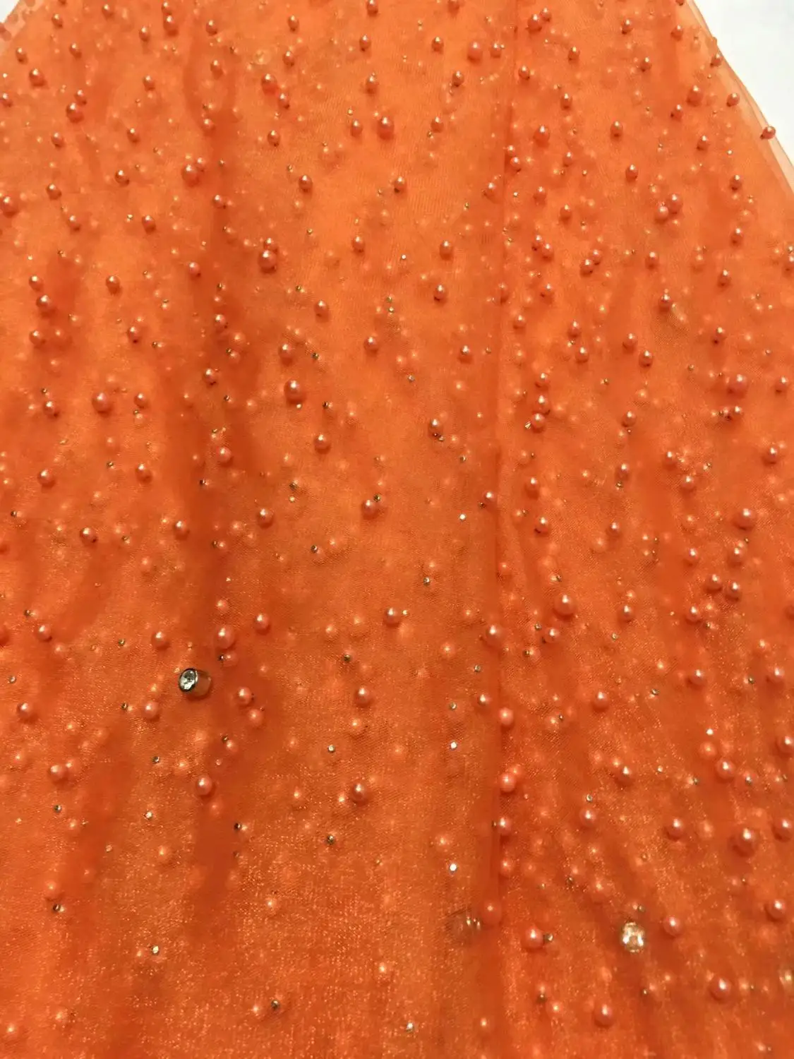 Orange African Lace Fabric Swiss French Lace Handcut Organza Voile Lace