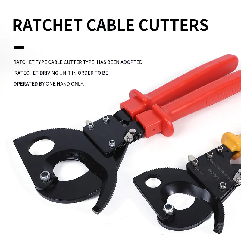

New Ratchet Cable Cutter Cut Up Straight Handle Wire Cable Cutter Multifunction Ratchet Type Cable LK-240