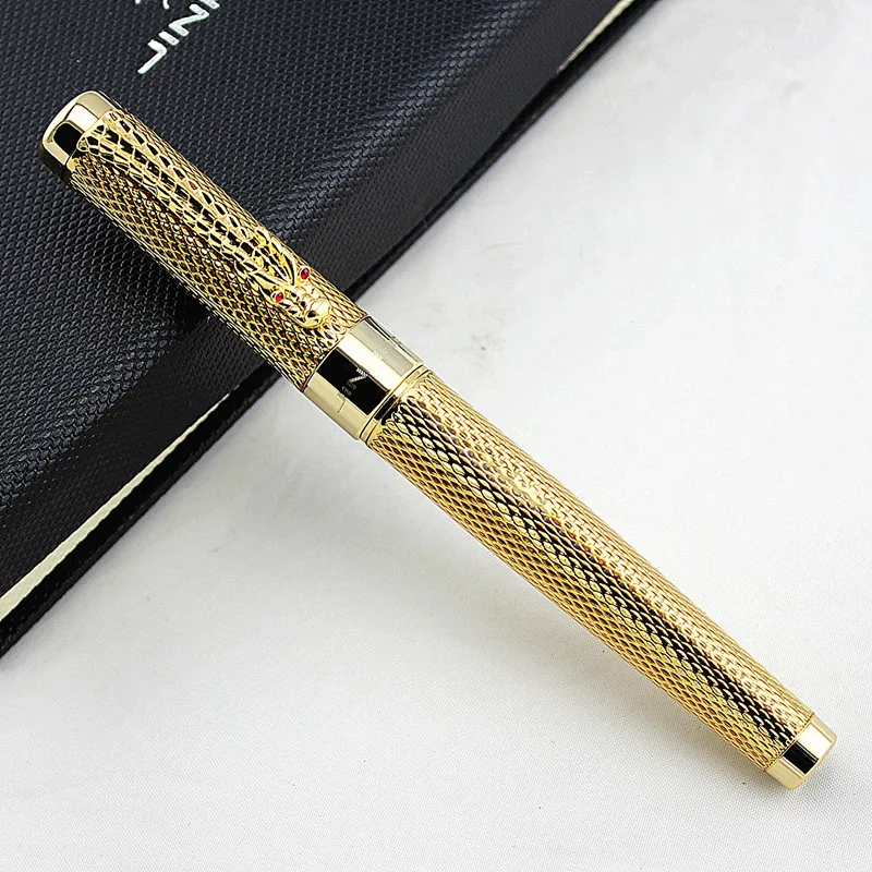 Jinhao 1200 Золотая перьевая ручка с красными глазами дракона нажимом в стиле